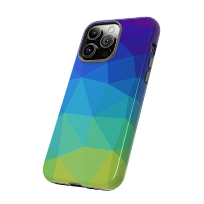 Geometric Gradient Tough Phone Case — Blue Green Polygon Design