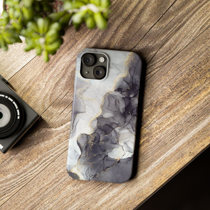 Slim Phone Cases, Black Marble Design