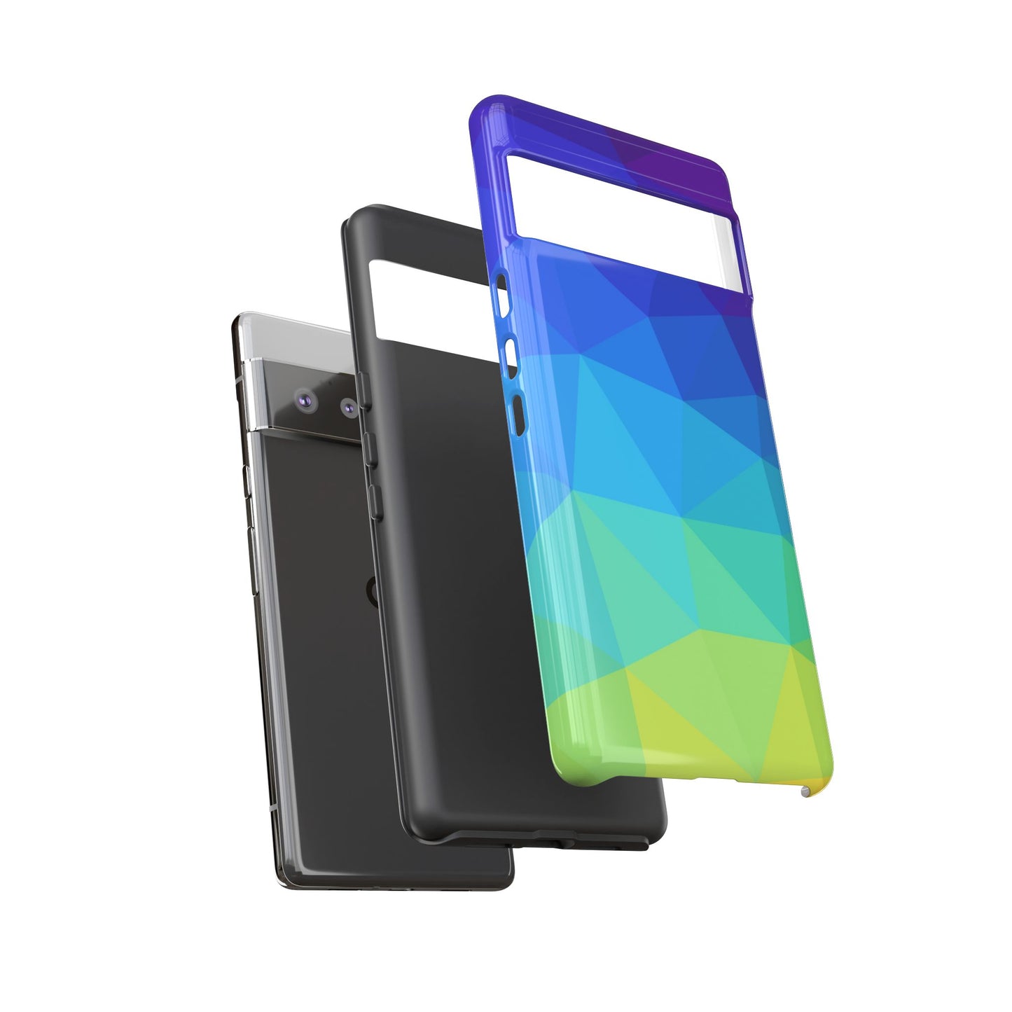 Geometric Gradient Tough Phone Case — Blue Green Polygon Design