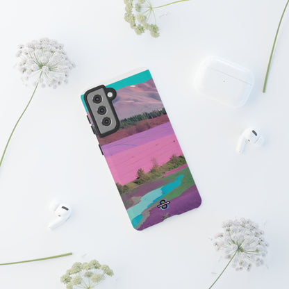 Hard Phone Case, Pink Landscape Design, Dual layer case for Extra Durability and Protection, Glossy or Matte Finish,