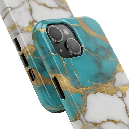 Turqoise Drop Print White Gold Tough Phone Case