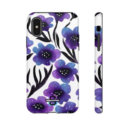 Purple Watercolor Floral Tough Case — Protective Galaxy Flower Phone Cover