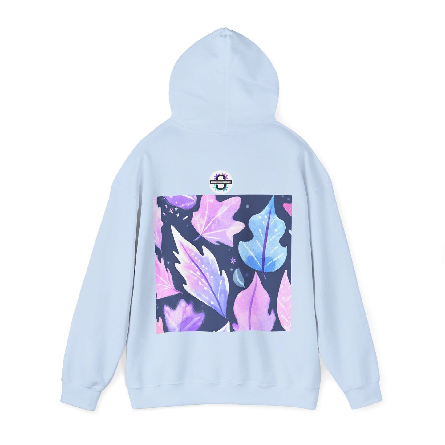 Purple Leaves Unisex Black Hoodie – Peace Subliminals – Cozy Cotton Blend Sweatshirt – Mindfulness & Relaxation Graphic Hoodie