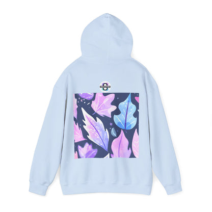 Purple Leaves Unisex Black Hoodie – Peace Subliminals – Cozy Cotton Blend Sweatshirt – Mindfulness & Relaxation Graphic Hoodie