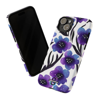 Purple Watercolor Floral Tough Case — Protective Galaxy Flower Phone Cover