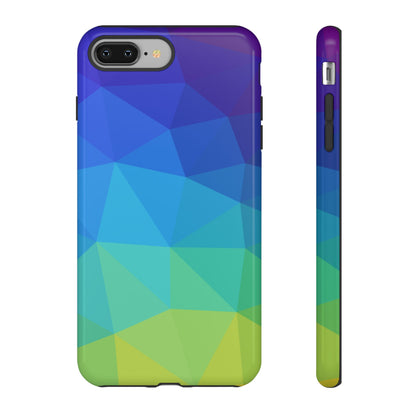 Geometric Gradient Tough Phone Case — Blue Green Polygon Design