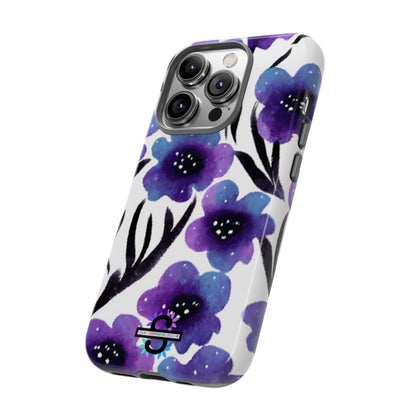 Purple Watercolor Floral Tough Case — Protective Galaxy Flower Phone Cover