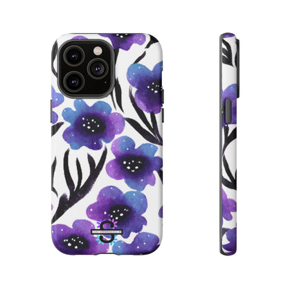 Purple Watercolor Floral Tough Case — Protective Galaxy Flower Phone Cover