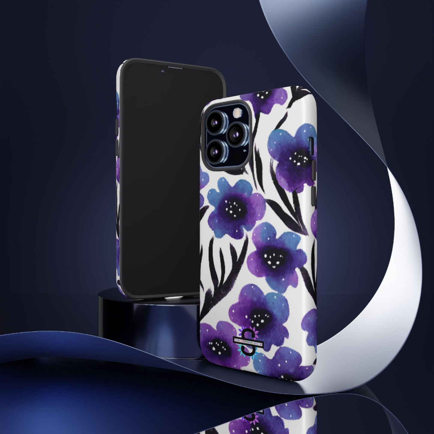 Purple Watercolor Floral Tough Case — Protective Galaxy Flower Phone Cover