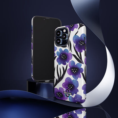 Purple Watercolor Floral Tough Case — Protective Galaxy Flower Phone Cover