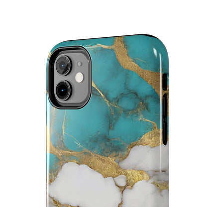 Turqoise Drop Print White Gold Tough Phone Case
