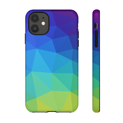 Geometric Gradient Tough Phone Case — Blue Green Polygon Design