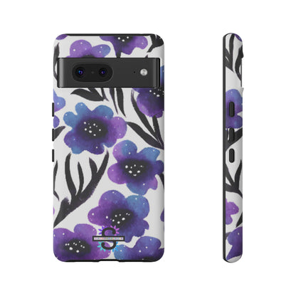 Purple Watercolor Floral Tough Case — Protective Galaxy Flower Phone Cover