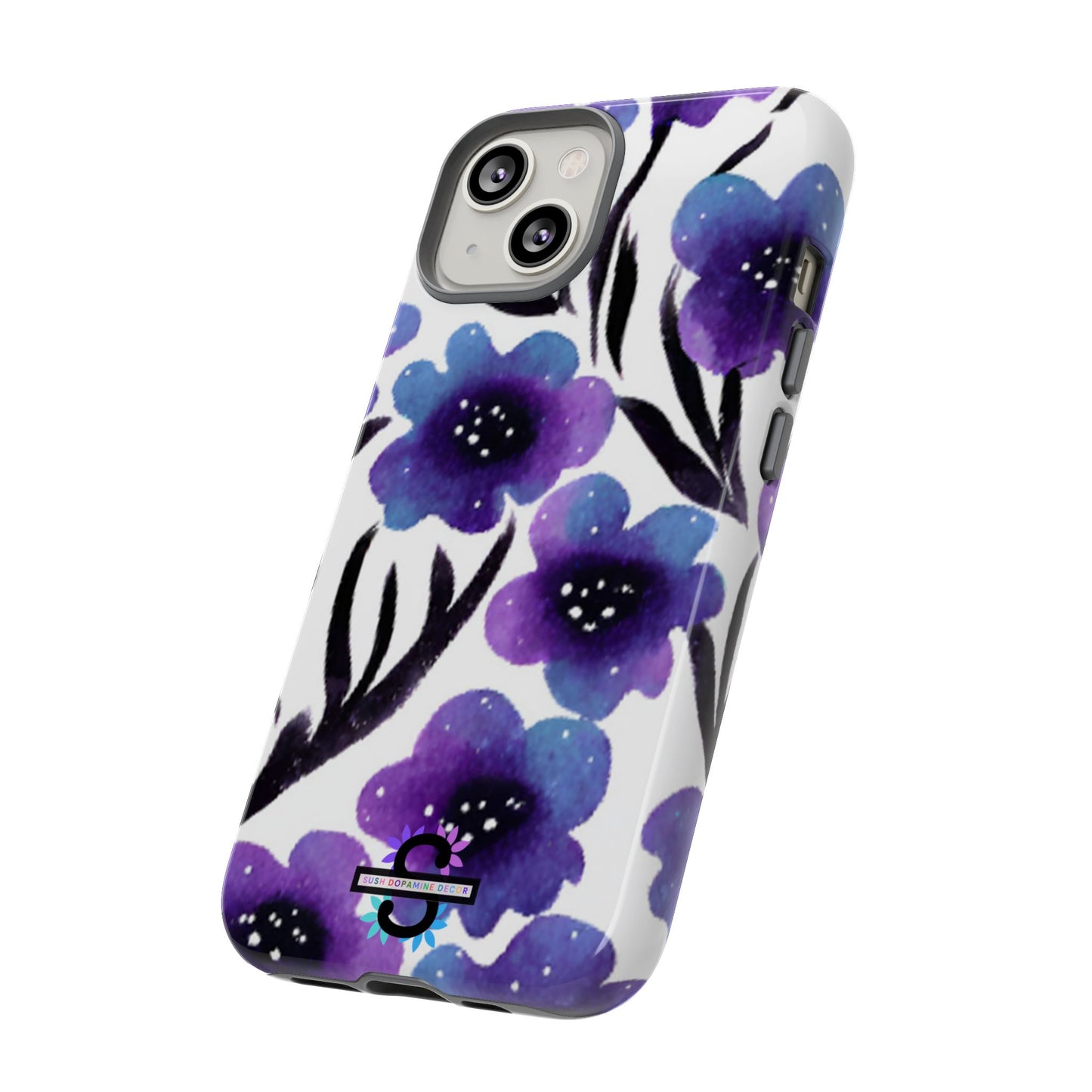 Purple Watercolor Floral Tough Case — Protective Galaxy Flower Phone Cover