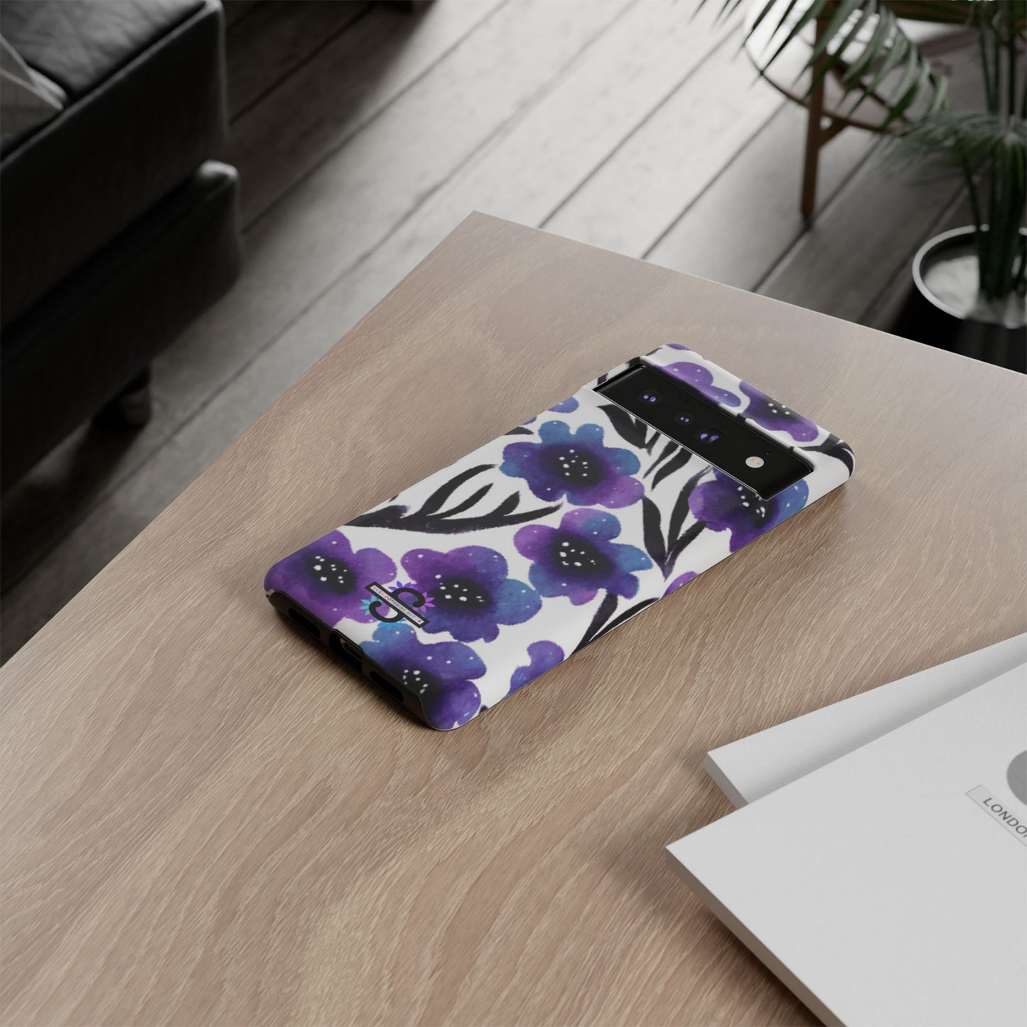 Purple Watercolor Floral Tough Case — Protective Galaxy Flower Phone Cover