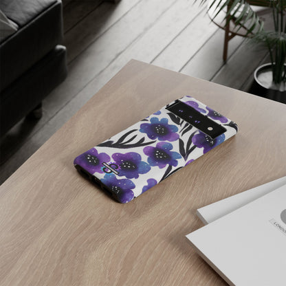 Purple Watercolor Floral Tough Case — Protective Galaxy Flower Phone Cover