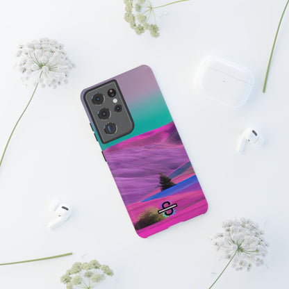 Tough Phone Case - pink purple green blue landscape