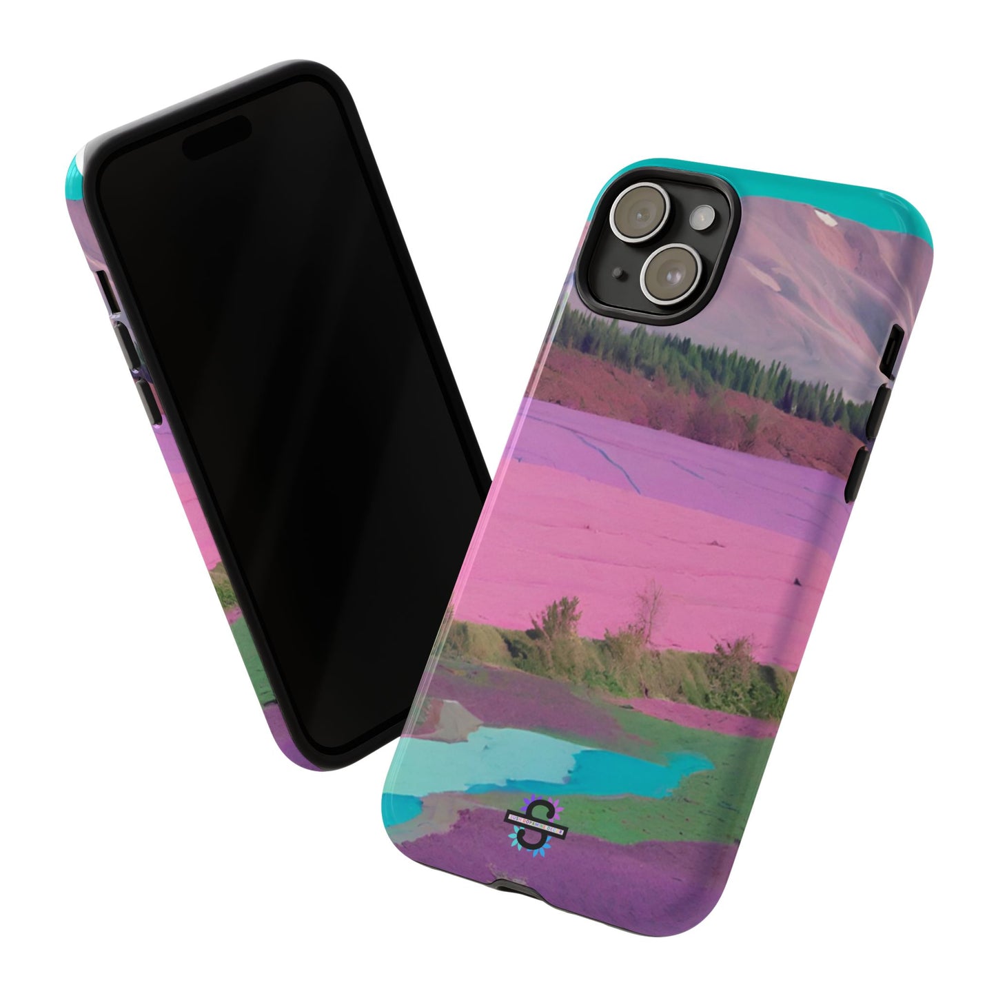 Hard Phone Case, Pink Landscape Design, Dual layer case for Extra Durability and Protection, Glossy or Matte Finish,