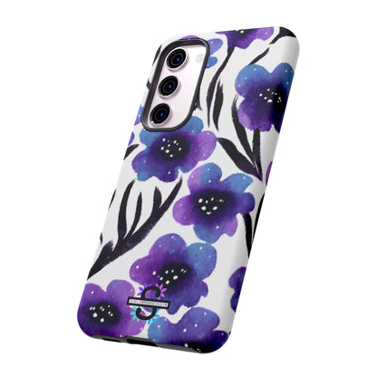 Purple Watercolor Floral Tough Case — Protective Galaxy Flower Phone Cover
