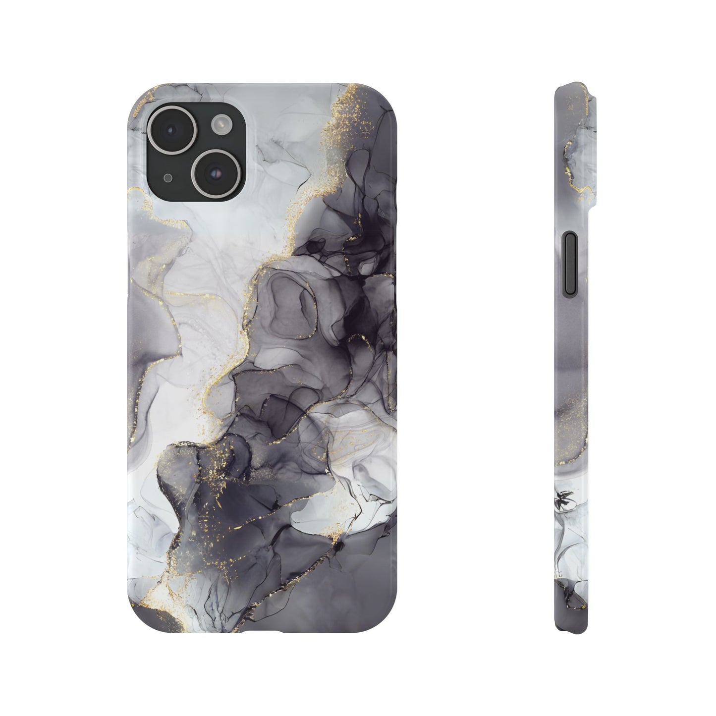 Slim Phone Cases, Black Marble Design
