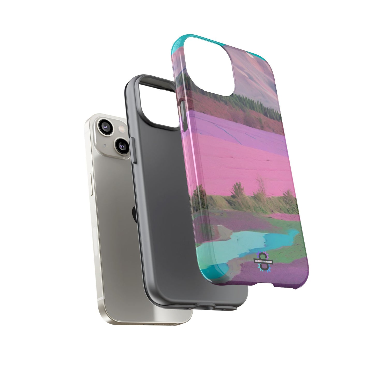 Hard Phone Case, Pink Landscape Design, Dual layer case for Extra Durability and Protection, Glossy or Matte Finish,