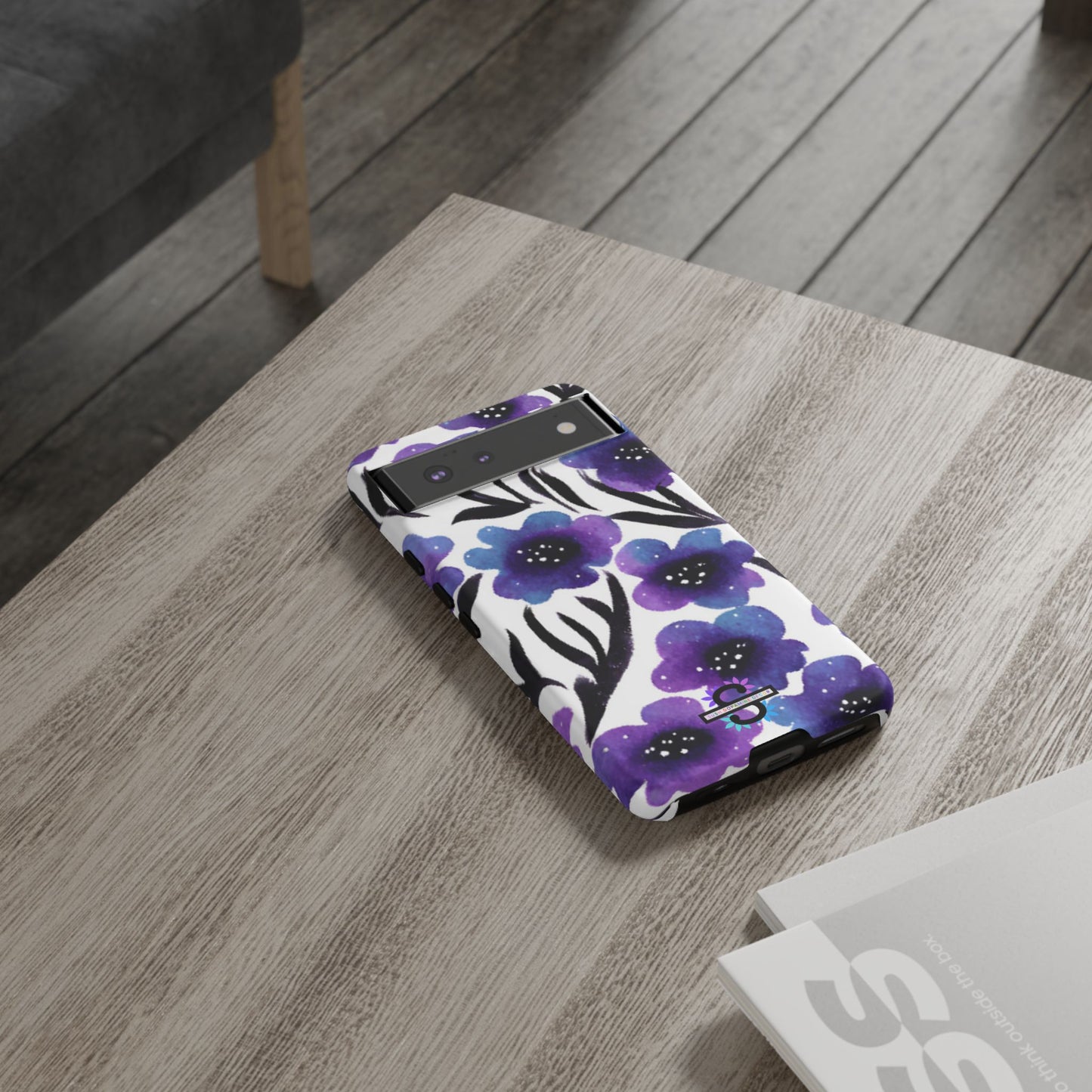 Purple Watercolor Floral Tough Case — Protective Galaxy Flower Phone Cover