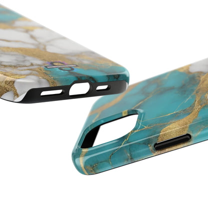 Turqoise Drop Print White Gold Tough Phone Case