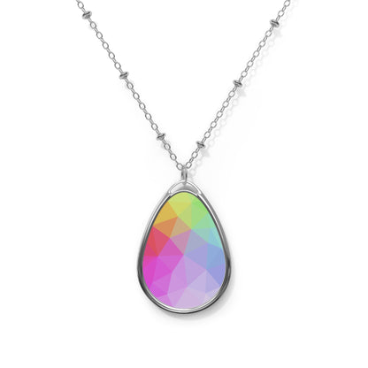 Colorful Geometric Design Oval Pendant Mesmerising Design Necklace | Neckpiece