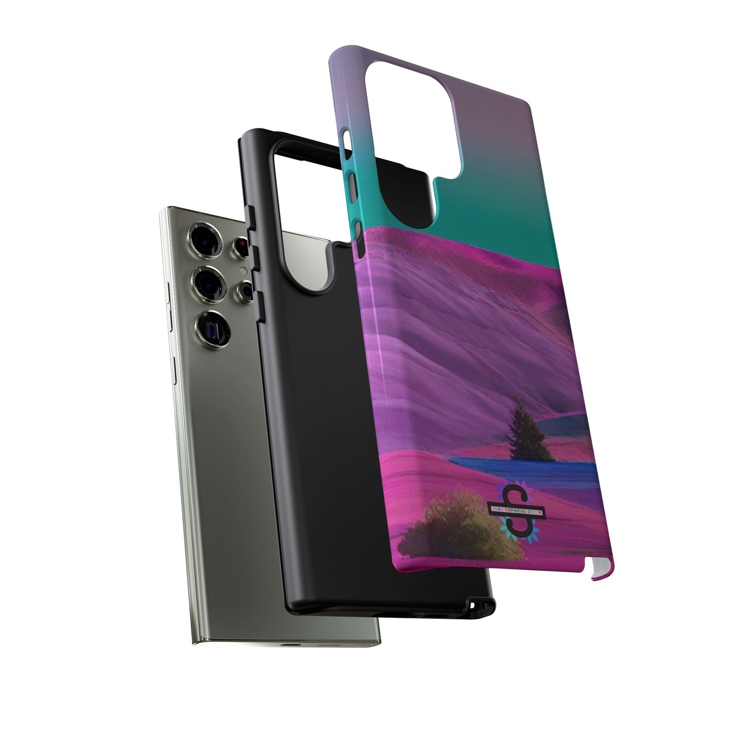 Tough Phone Case - pink purple green blue landscape