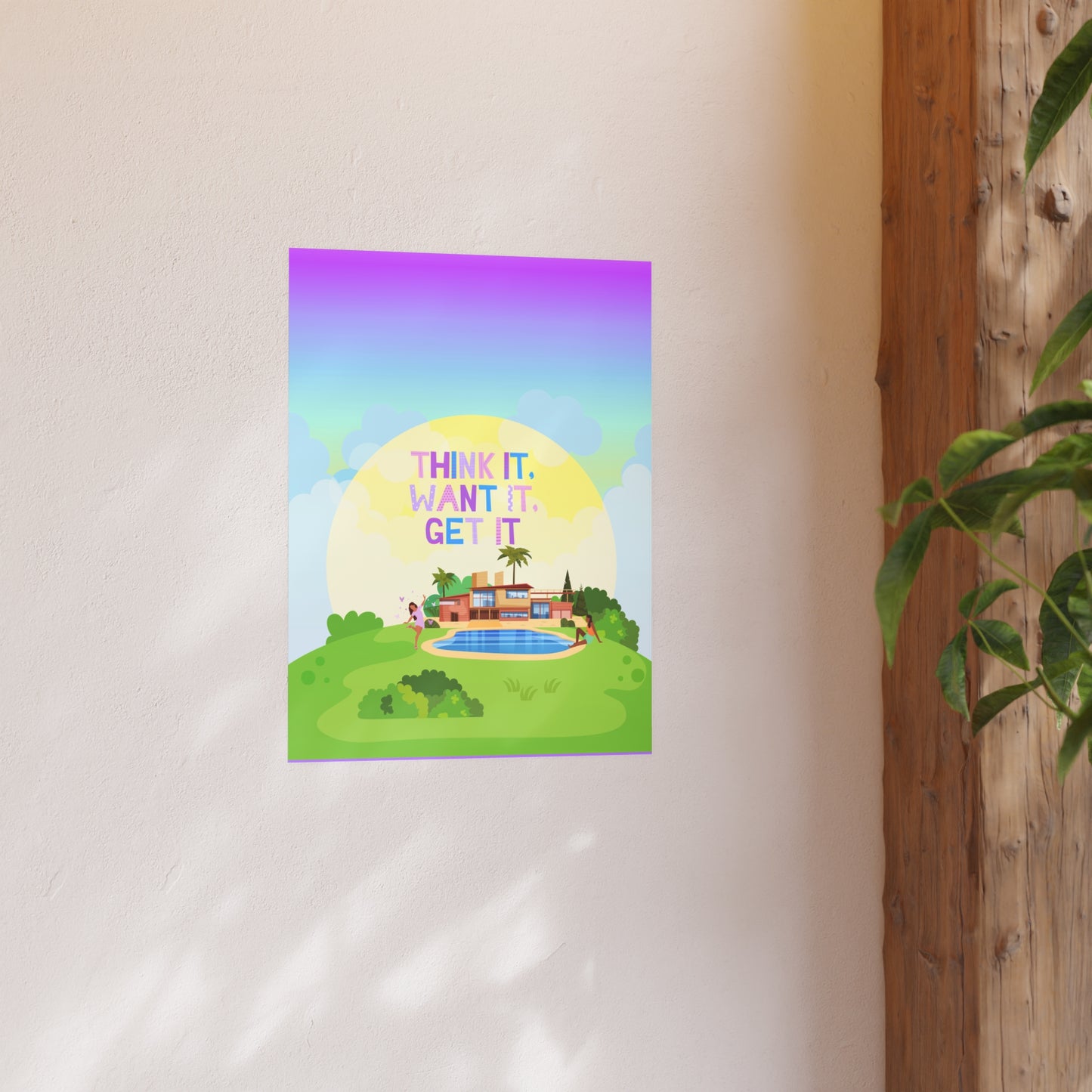 Prosperity Manifestation Posters, Mansion with a Pool Wall Poster for Manifestation