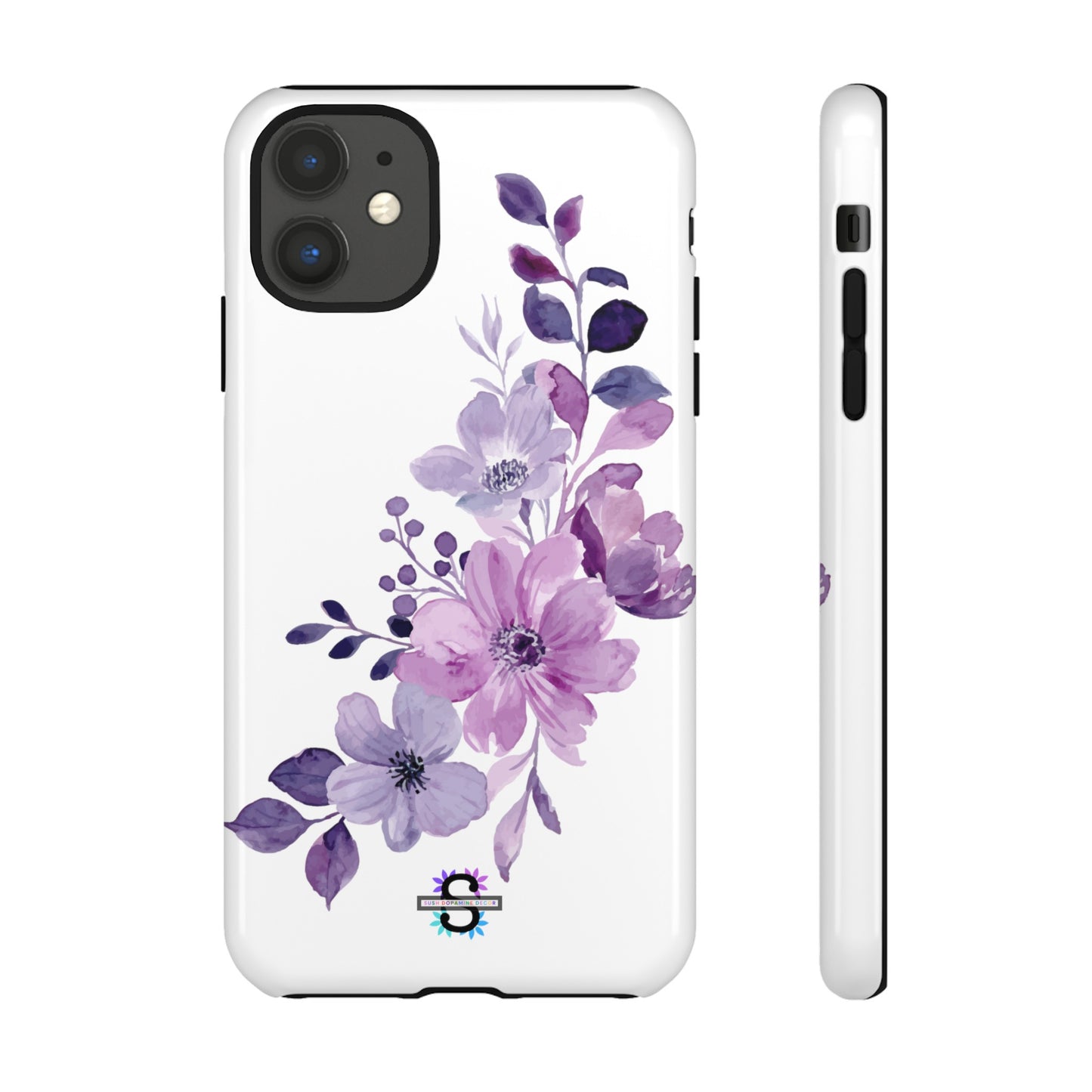 Couverture de téléphone rigide violette florale