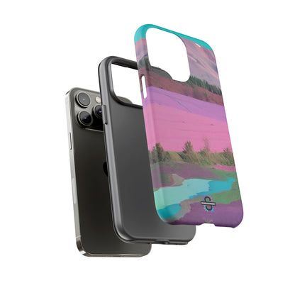 Hard Phone Case, Pink Landscape Design, Dual layer case for Extra Durability and Protection, Glossy or Matte Finish,