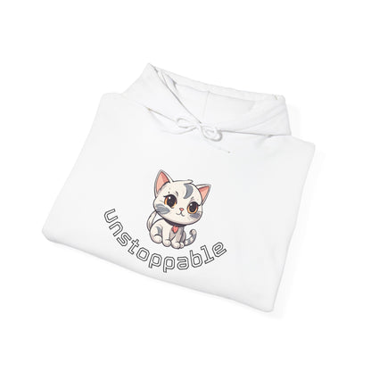 Unisex Heavy Blend™ Hooded Sweatshirt – Cute Cat Hoodie | Unstoppable | Powerful Subliminal | Cat Energy | Success Subliminal