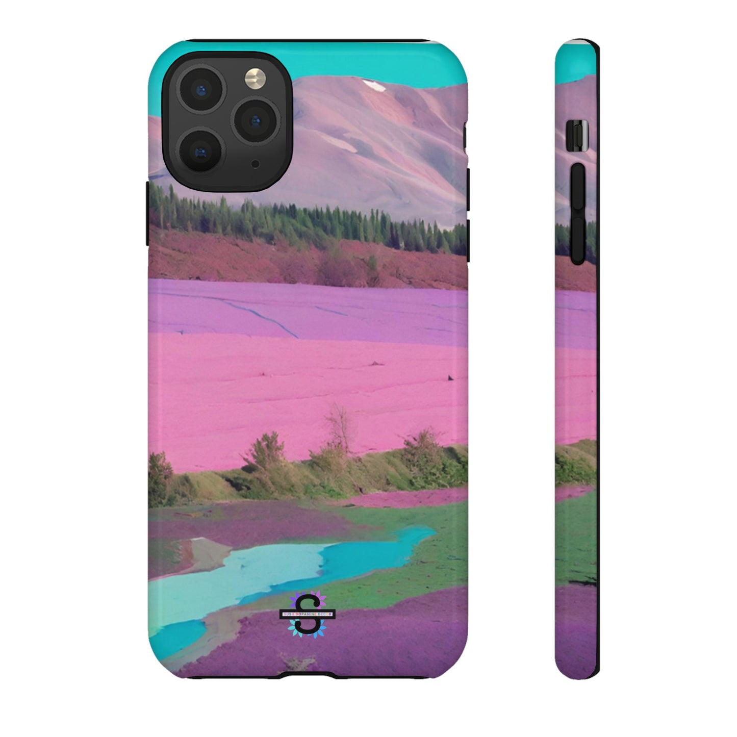 Hard Phone Case, Pink Landscape Design, Dual layer case for Extra Durability and Protection, Glossy or Matte Finish,