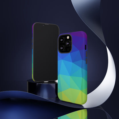 Geometric Gradient Tough Phone Case — Blue Green Polygon Design