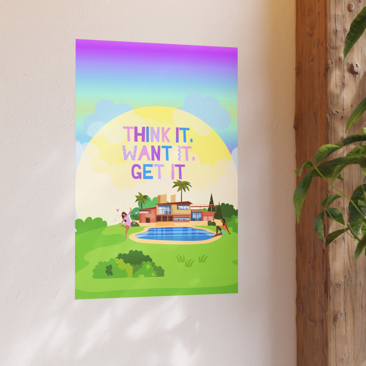 Prosperity Manifestation Posters, Mansion with a Pool Wall Poster for Manifestation