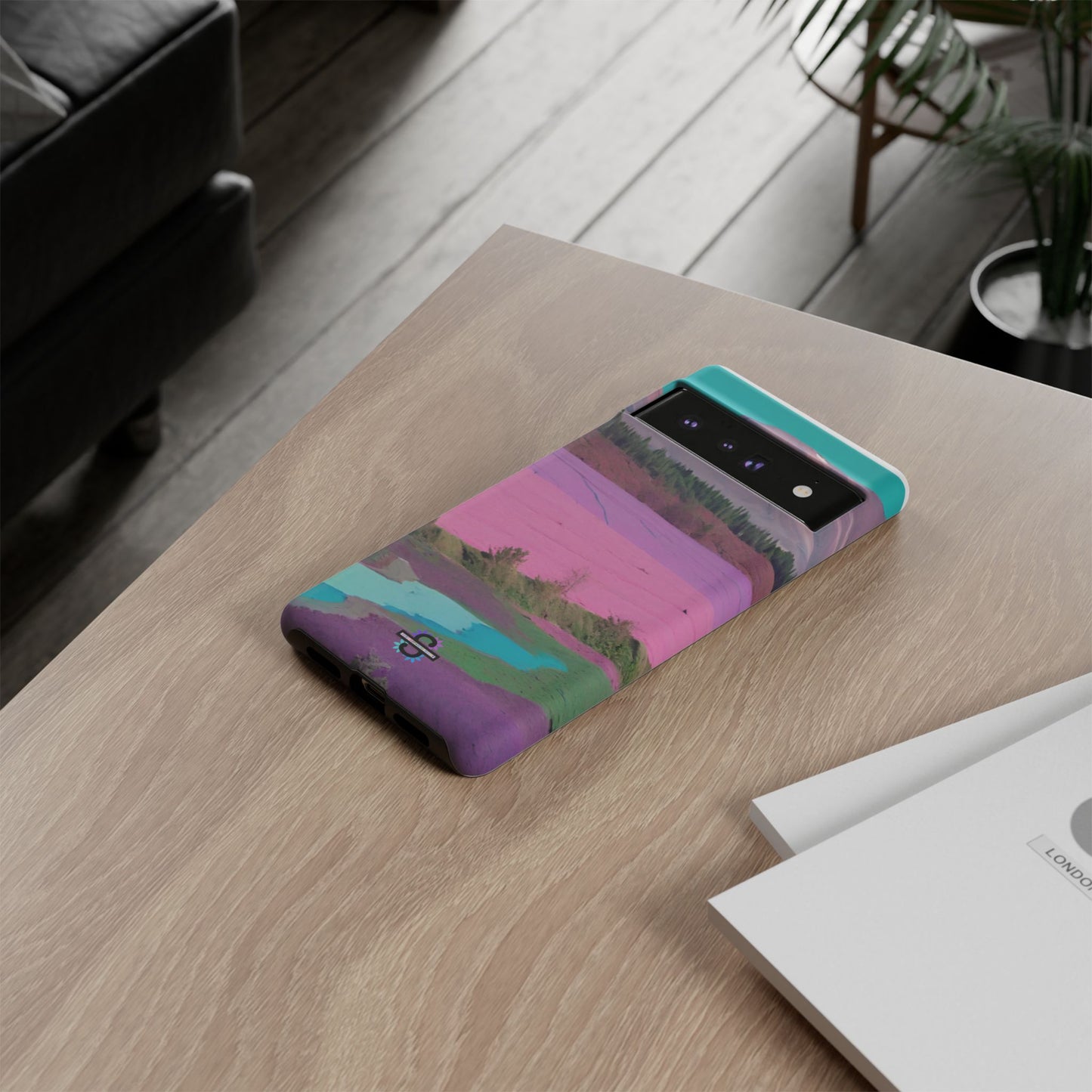 Hard Phone Case, Pink Landscape Design, Dual layer case for Extra Durability and Protection, Glossy or Matte Finish,