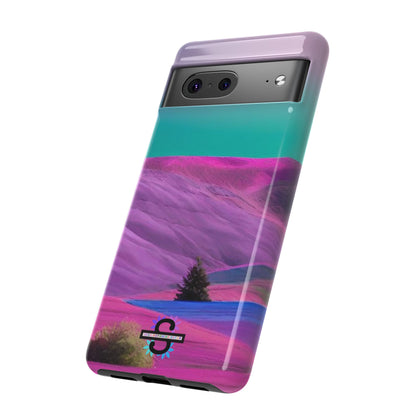 Tough Phone Case - pink purple green blue landscape