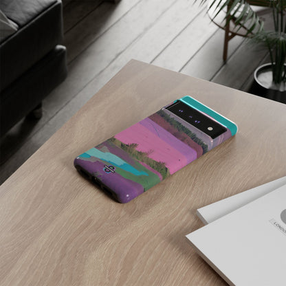 Hard Phone Case, Pink Landscape Design, Dual layer case for Extra Durability and Protection, Glossy or Matte Finish,