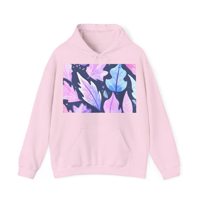 Purple Leaves Unisex Black Hoodie – Peace Subliminals – Cozy Cotton Blend Sweatshirt – Mindfulness & Relaxation Graphic Hoodie