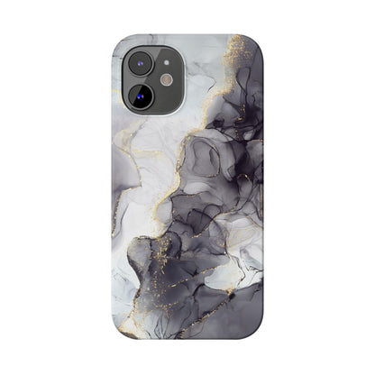 Slim Phone Cases, Black Marble Design