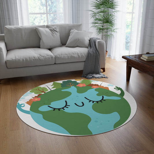 Cute Rug for School, Library, Durable Carpet, Home Decor, Earth Rug, Nature Lovers Carpet