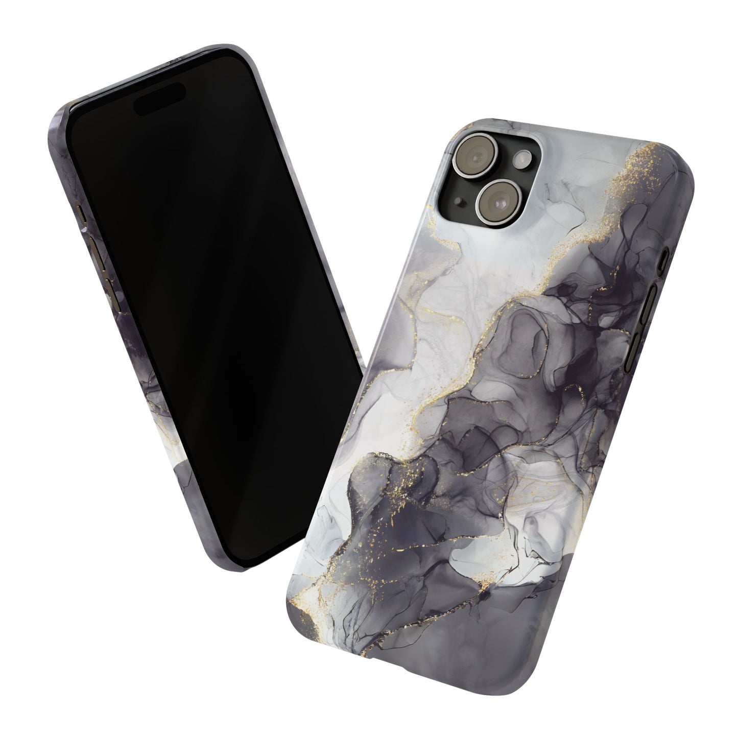 Slim Phone Cases, Black Marble Design