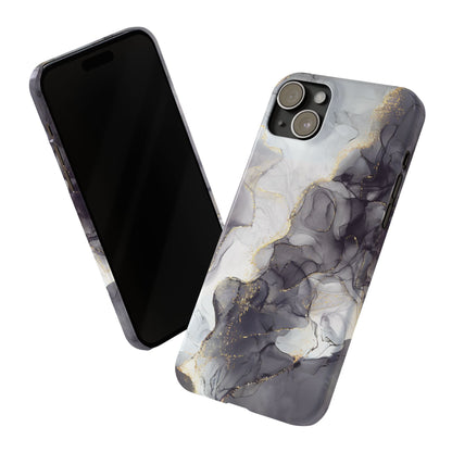 Slim Phone Cases, Black Marble Design