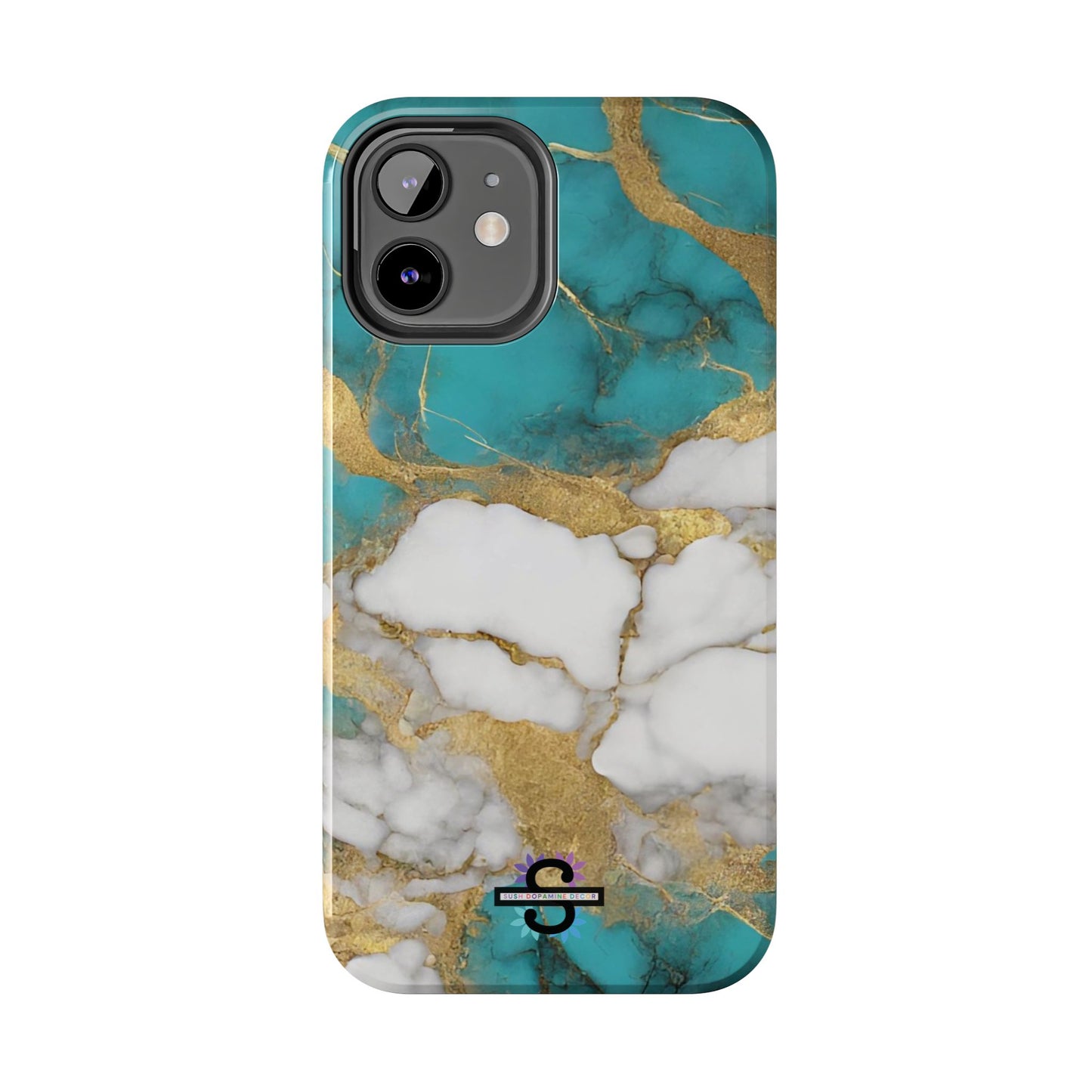 Turqoise Drop Print White Gold Tough Phone Case
