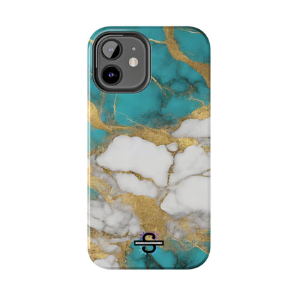 Turqoise Drop Print White Gold Tough Phone Case