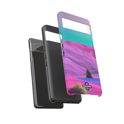 Tough Phone Case - pink purple green blue landscape