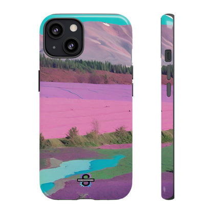 Hard Phone Case, Pink Landscape Design, Dual layer case for Extra Durability and Protection, Glossy or Matte Finish,