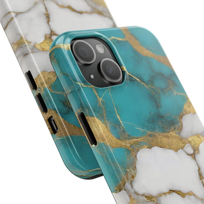 Turqoise Drop Print White Gold Tough Phone Case