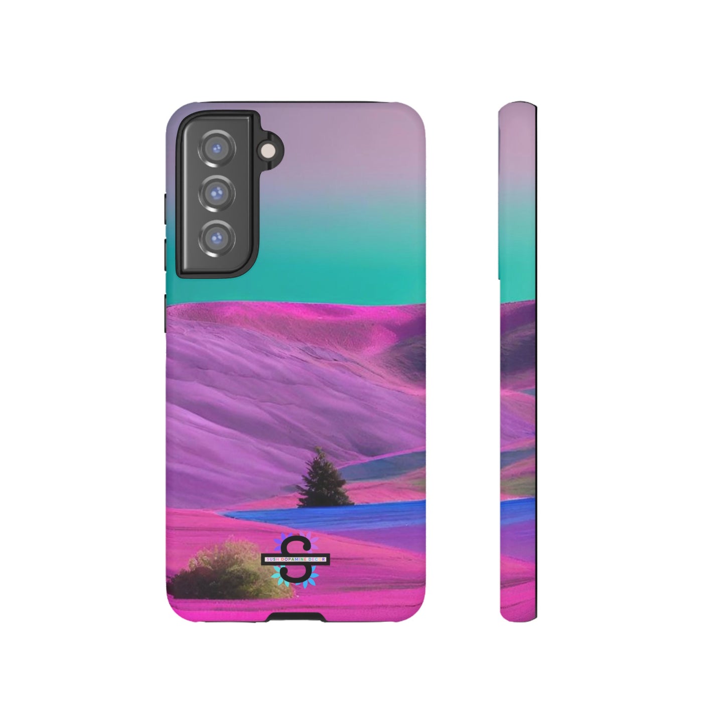 Tough Phone Case - pink purple green blue landscape